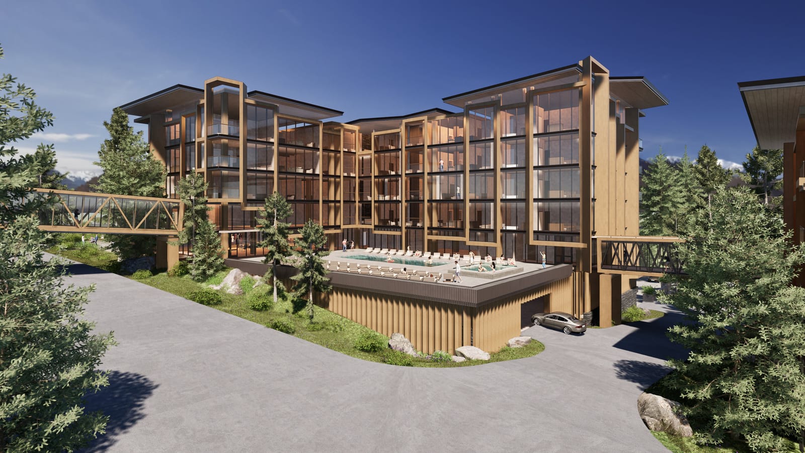 JW Marriott Residences, Mammoth – rendering of the pool and spa courtyard.
