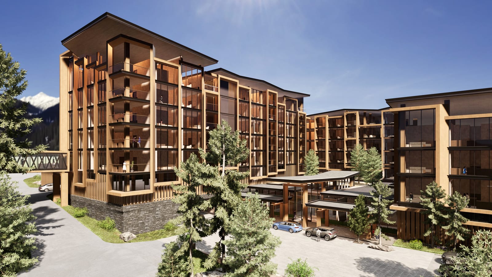 JW Marriott Residences, Mammoth – rendering of a residential block from the motor court.